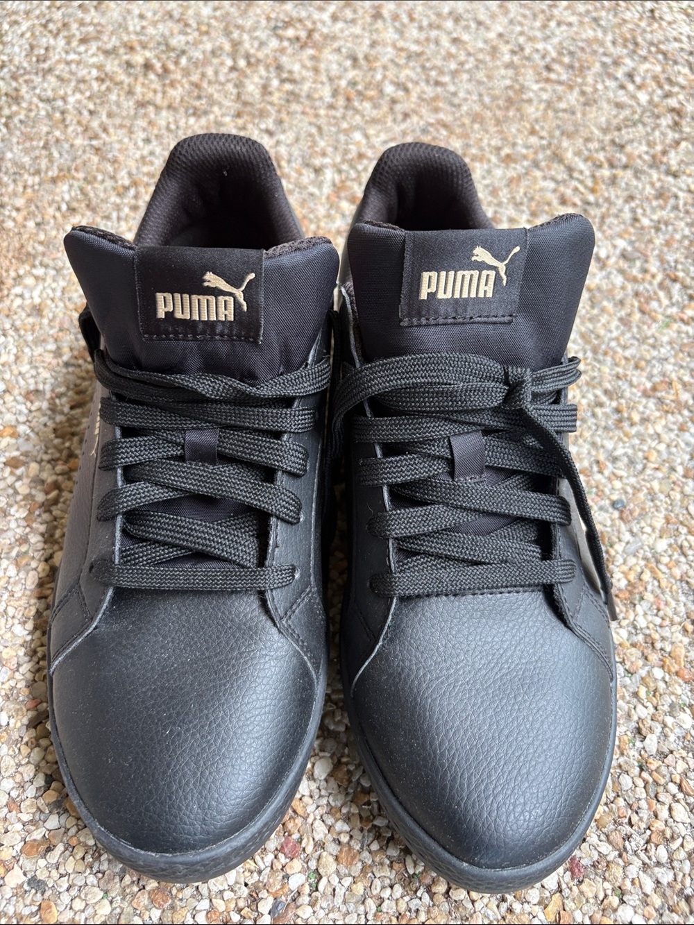 Puma women's Black Low-Top Lace-Up Sneakers with Gold Logo